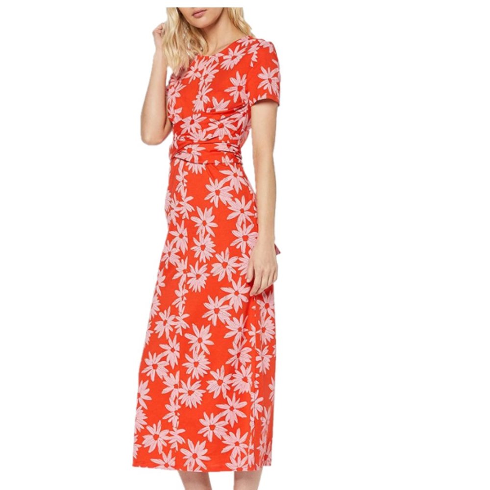 Find Tie Waist Floral Pattern Cotton Dress